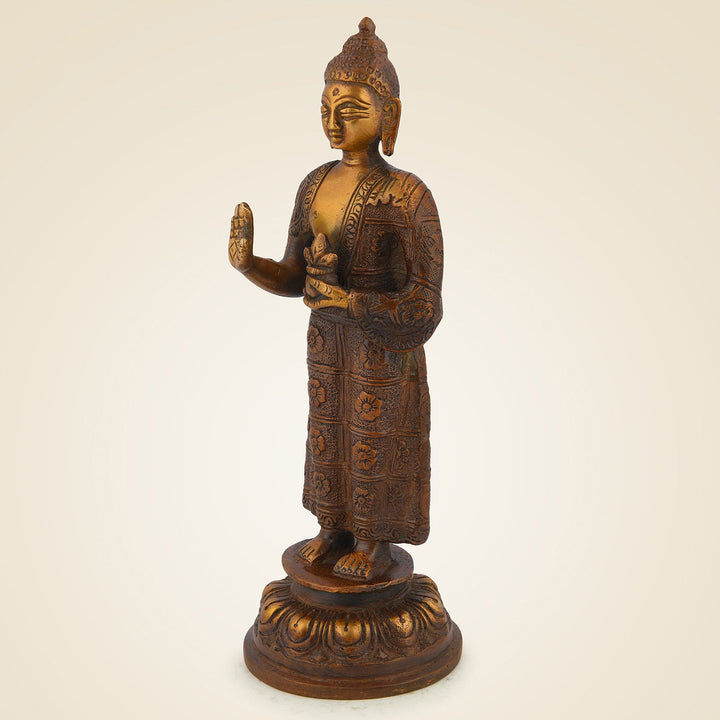 Pure Brass Standing Buddha