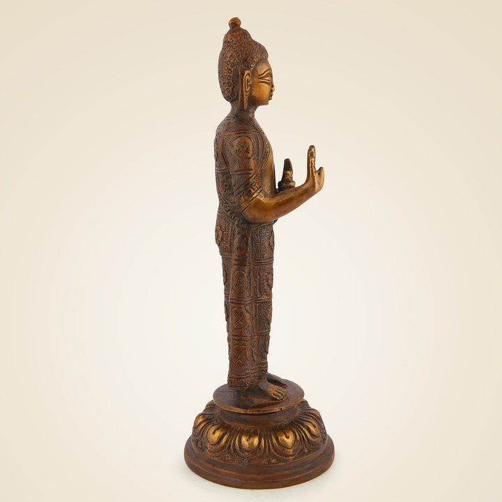 Pure Brass Standing Buddha