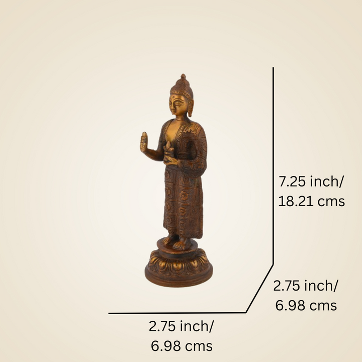 Pure Brass Standing Buddha