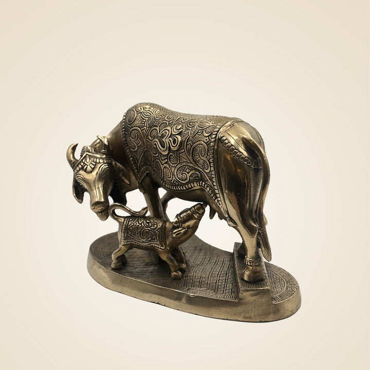 Pure Brass Cow With Calf