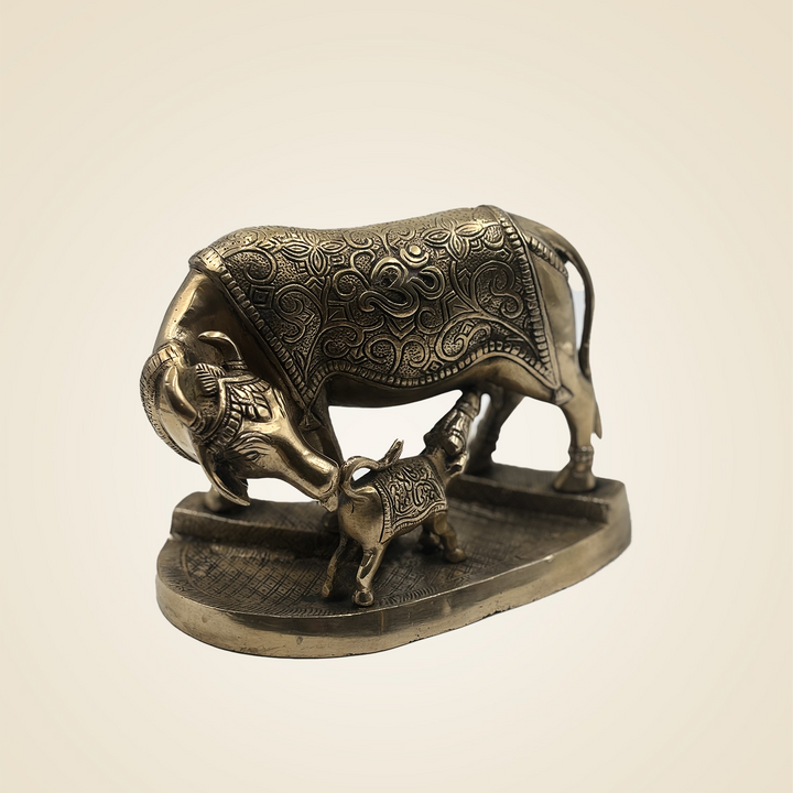 Pure Brass Cow With Calf