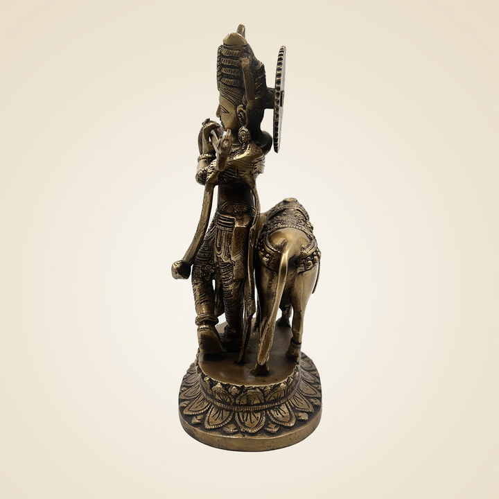 Pure Brass Krishna With Cow