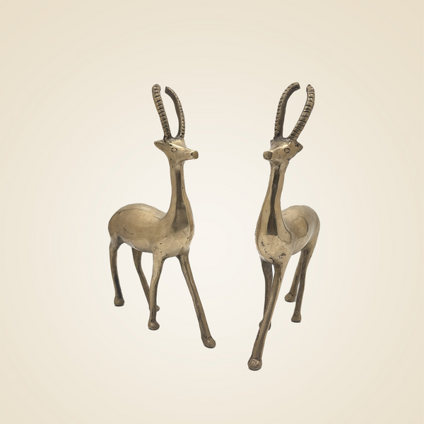 Pure Brass Deer Pair Artisan - 9"