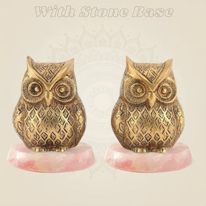 Pure Brass Owl with gemstone base