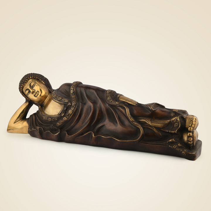 Pure Brass Sleeping Buddha