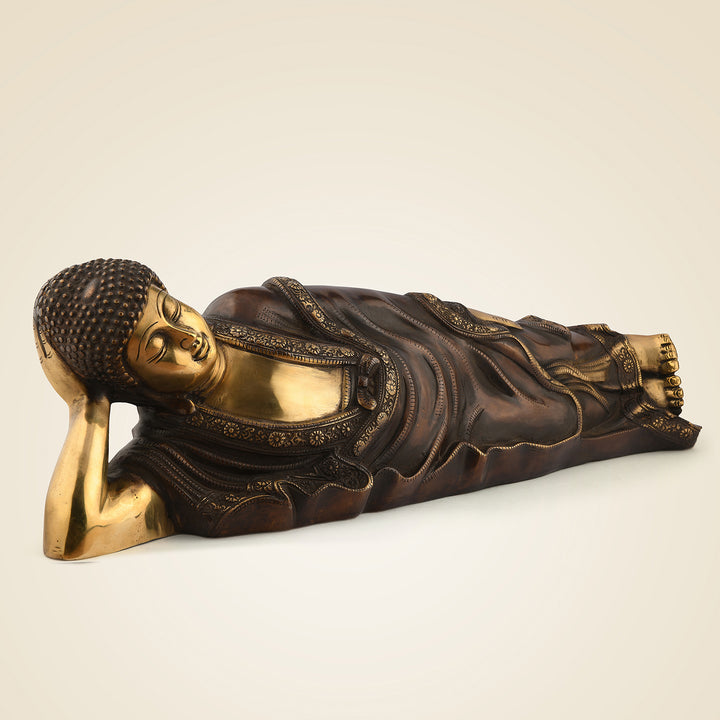 Pure Brass Sleeping Buddha