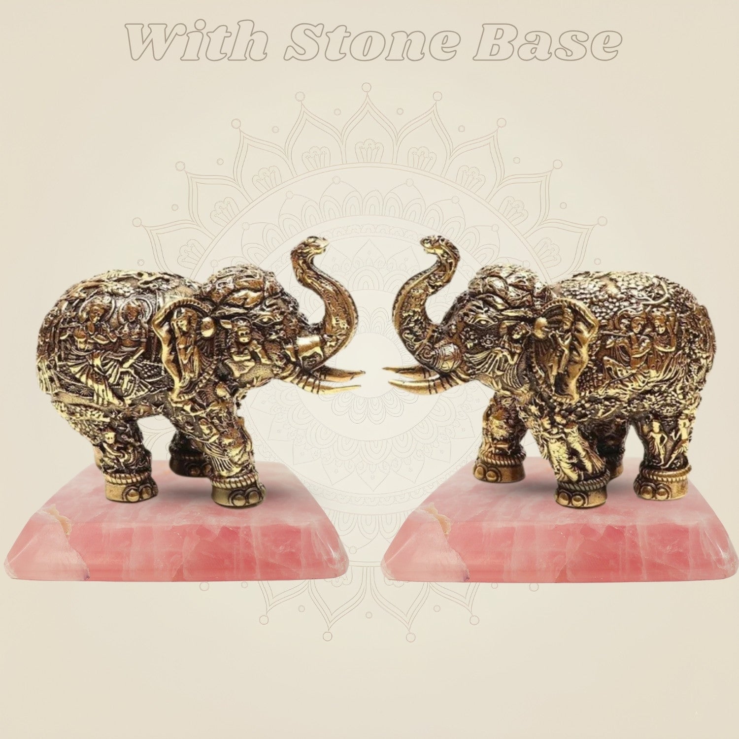 Brass Elephant with stone base