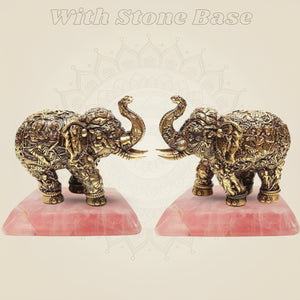 Brass Elephant with stone base