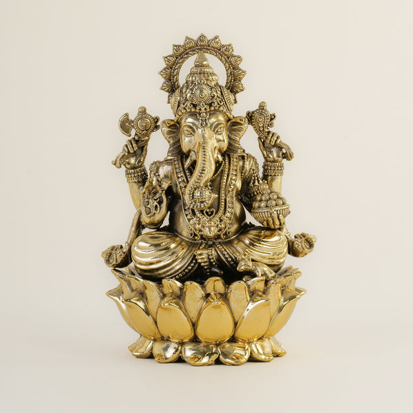 Pure Brass Ganesh On Lotus