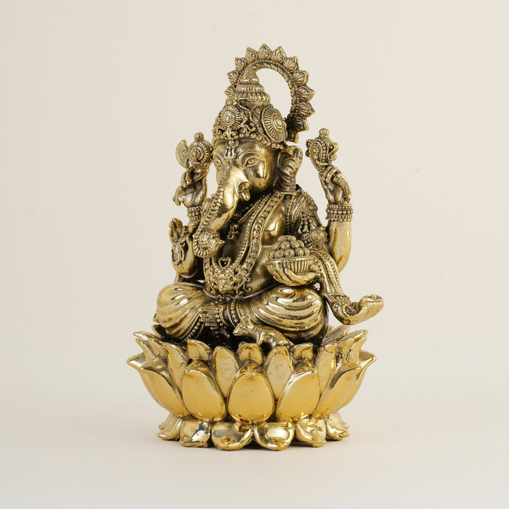 Pure Brass Ganesh On Lotus