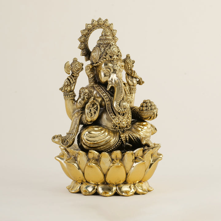 Pure Brass Ganesh On Lotus