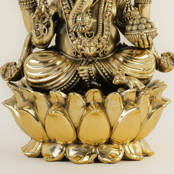 Pure Brass Ganesh On Lotus