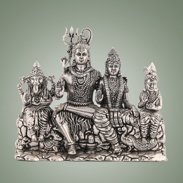 Brass Silver Finish Shiva Parivar 