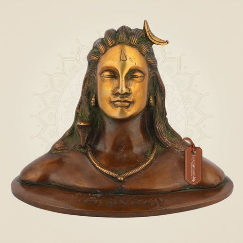 Adiyogi Shiva Brass Idol 4.5" – Handcrafted Divine Decor for Peace & Power