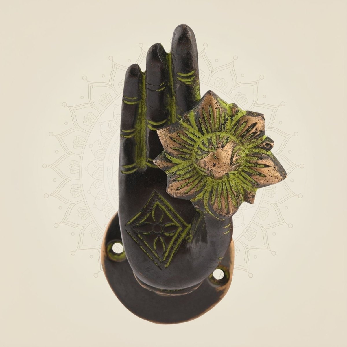 Antique Brass Buddha Door Handle 4.5 inches