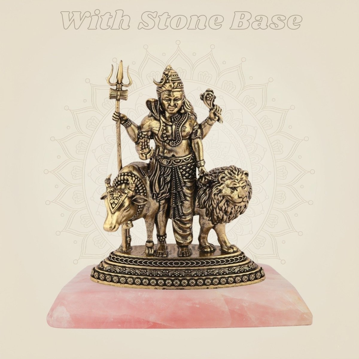 Ardhanarishvara Brass Idol with Nandi & Lion – 4.25" Handcrafted Symbol of Shiva - Shakti - Luxeartisanship