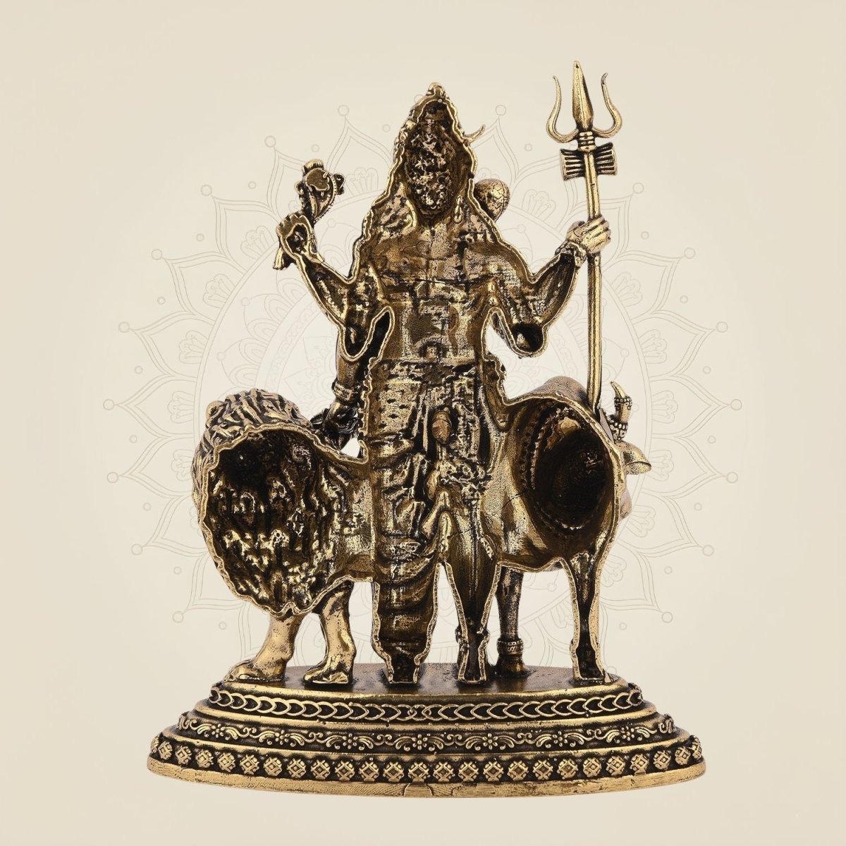 Ardhanarishvara Brass Idol with Nandi & Lion