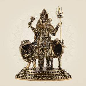 Ardhanarishvara Brass Idol with Nandi & Lion