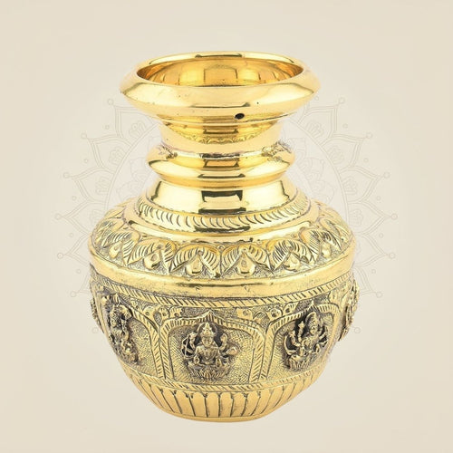 Ashtalakshmi Brass Kalash – 5" Handcrafted Pooja Kalash for Mandir