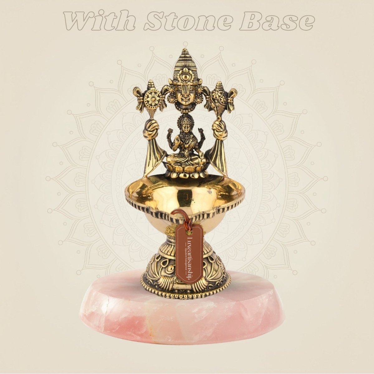 Balaji & Laxmi Brass Diya – 5.5" Handcrafted Artisan Oil Lamp Pooja Deepak for Temple - Luxeartisanship