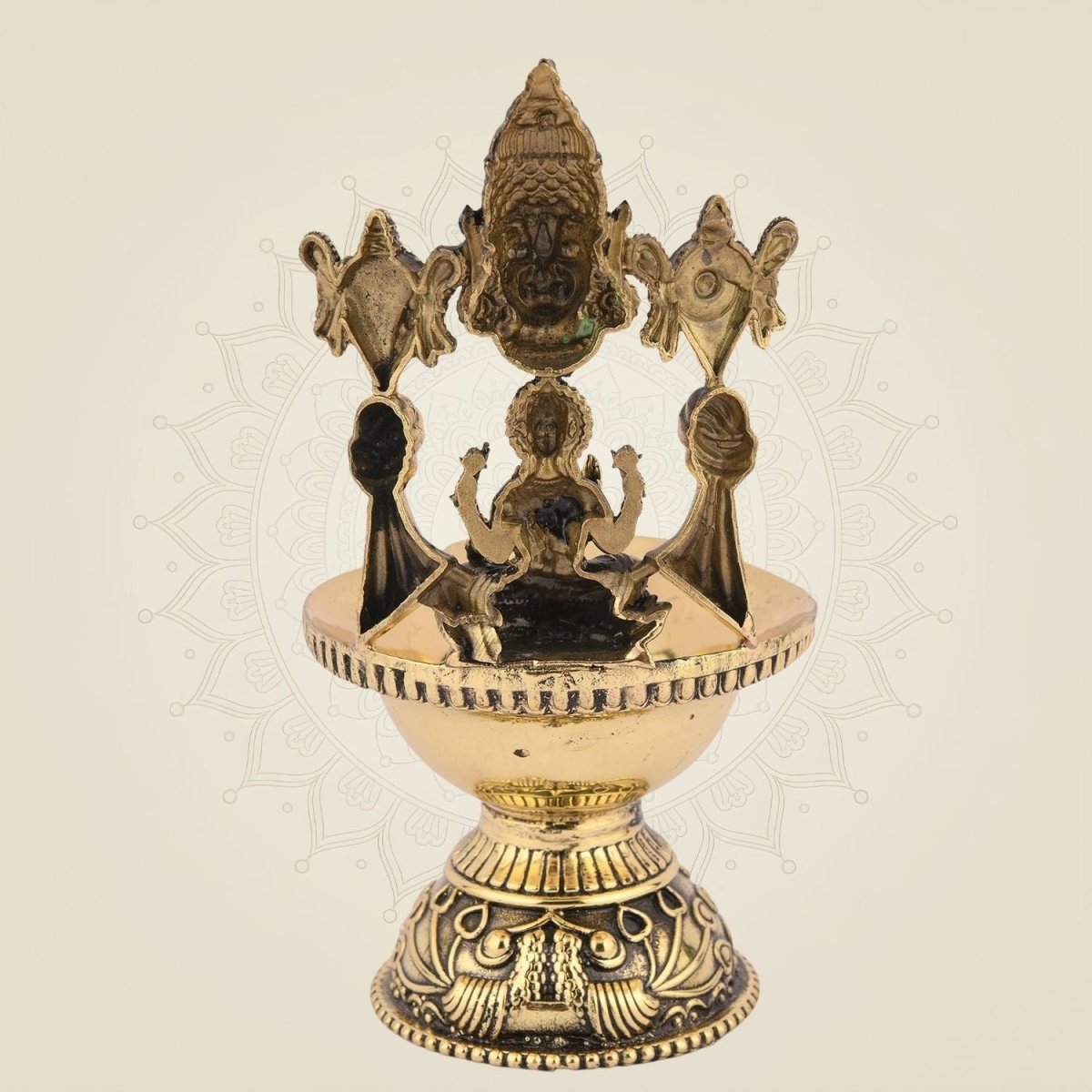 Balaji & Laxmi Brass Diya – 5.5" Handcrafted Artisan Oil Lamp Pooja Deepak for Temple - Luxeartisanship