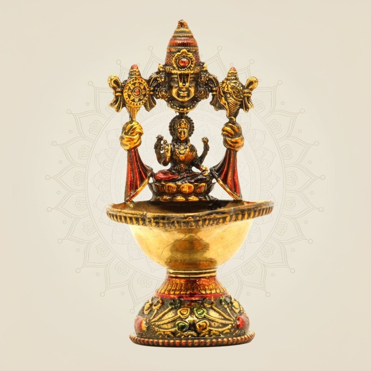 Balaji & Laxmi Brass Diya – 5.5" Handcrafted Artisan Oil Lamp Pooja Deepak for Temple - Luxeartisanship
