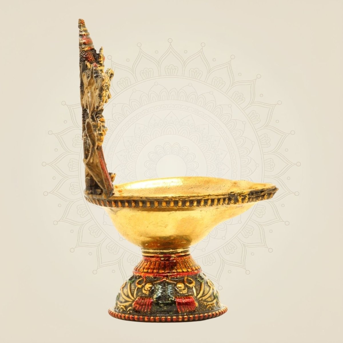 Balaji & Laxmi Brass Diya – 5.5" Handcrafted Artisan Oil Lamp Pooja Deepak for Temple - Luxeartisanship