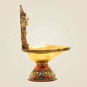Balaji & Laxmi Brass Diya – 5.5" Handcrafted Artisan Oil Lamp Pooja Deepak for Temple - Luxeartisanship
