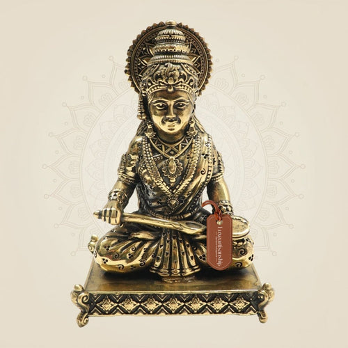 Brass Annapurna Devi Idol with Chowki 3.75 – Symbol of Nourishment