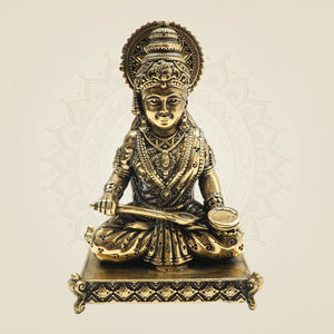 Brass Annapurna Devi Idol with Chowki 3.75 – Symbol of Nourishment - Luxeartisanship