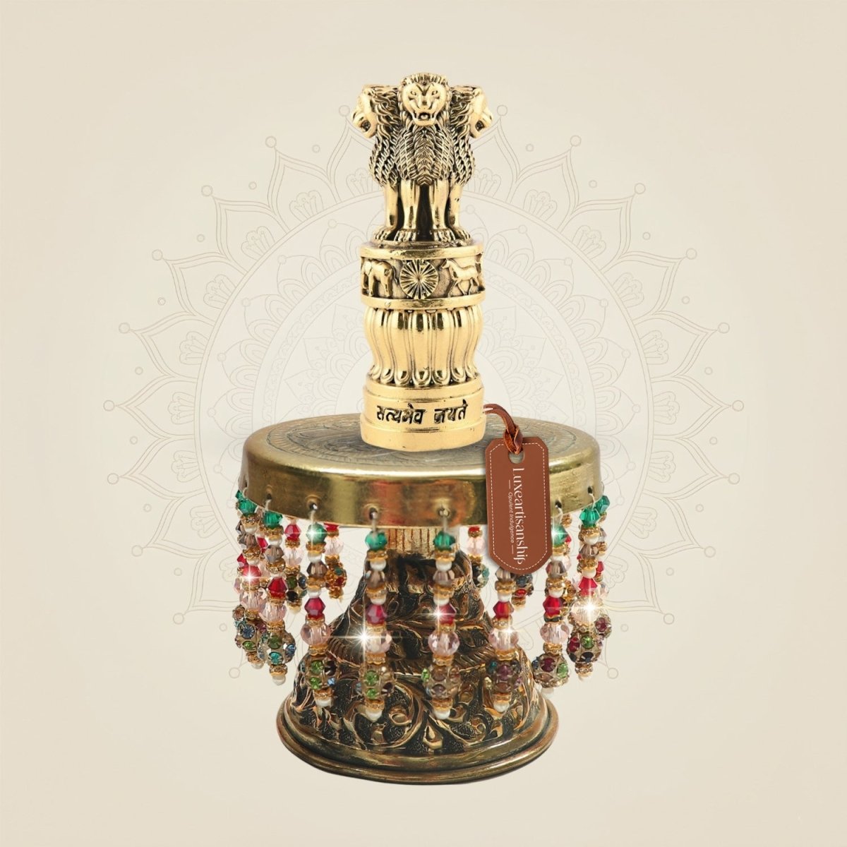 Brass Ashoka Stambh on Chowki 6.5" – National Pride - Luxeartisanship