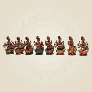 Brass Ashtalakshmi Idol Set – 8 Goddess Statues with Lotus Base 3" Each - Luxeartisanship