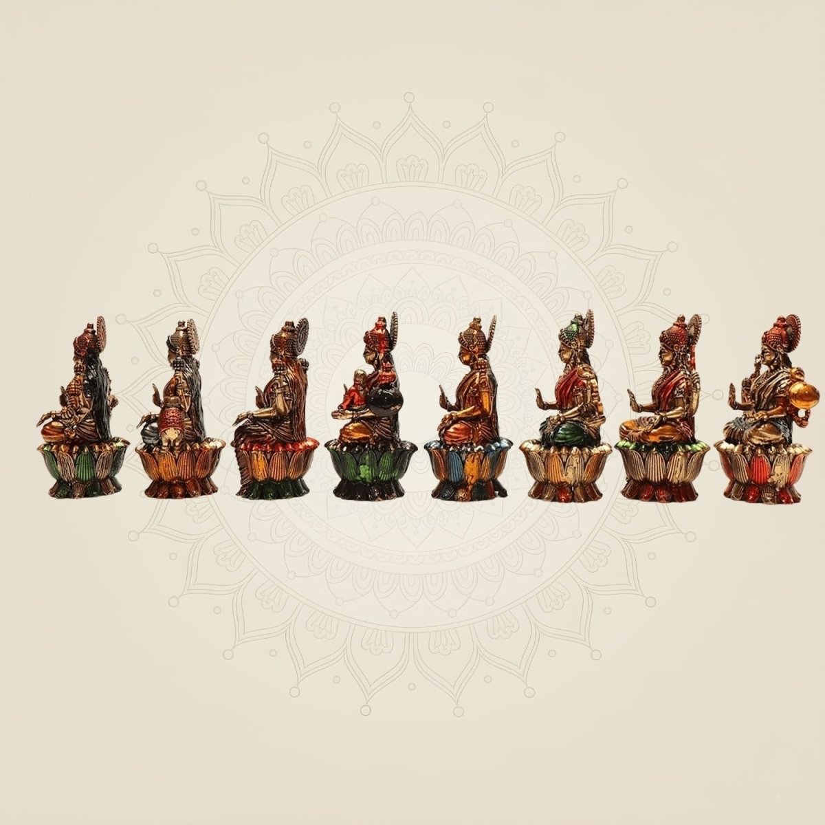 8 Goddess Statues with Lotus Base