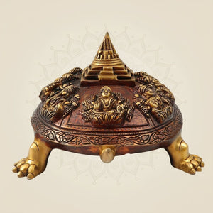 Pure Brass Ashtalakshmi Shree Yantra on Tortoise Idol