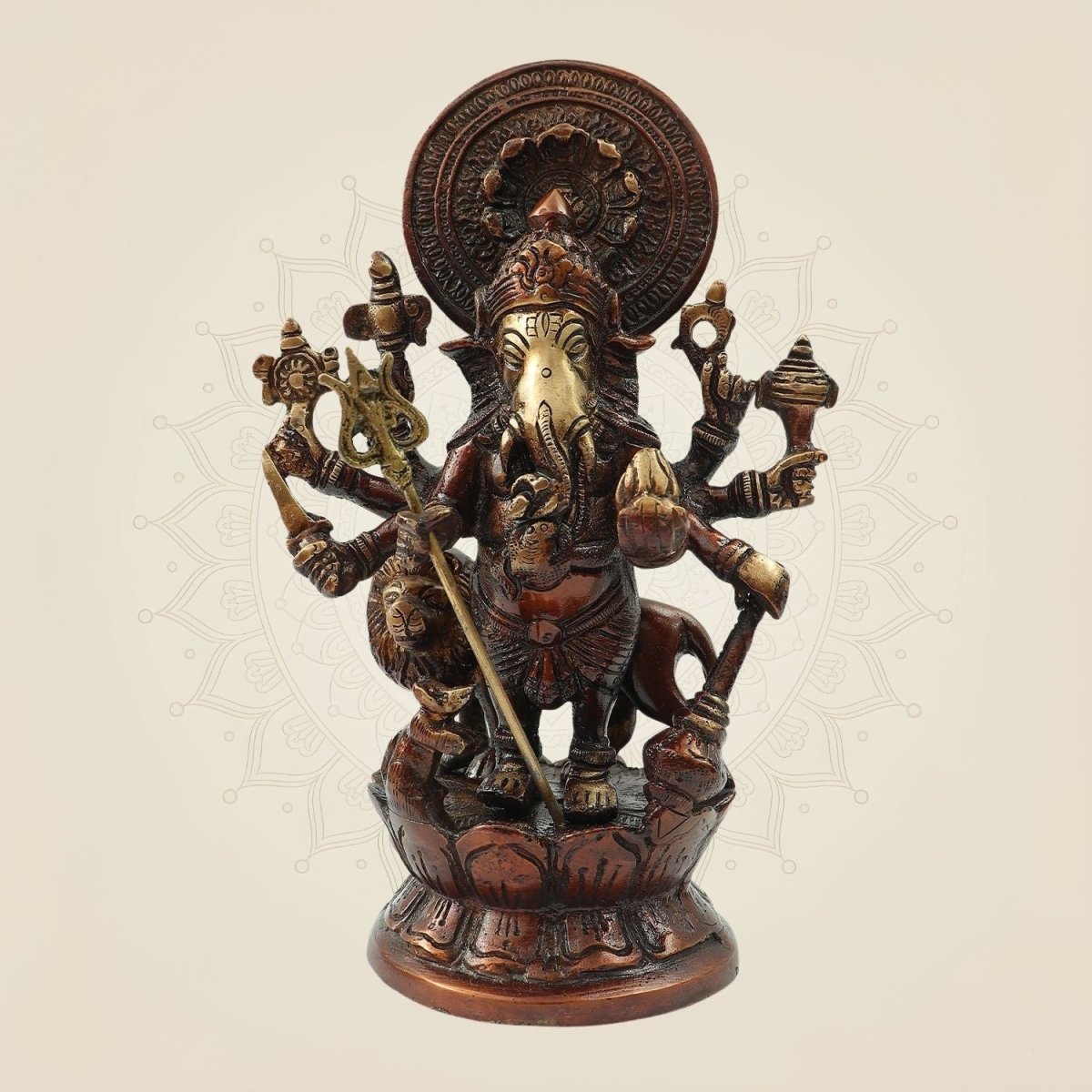 Brass Astha Bhuja Ganesha Idol Luxeartisanship