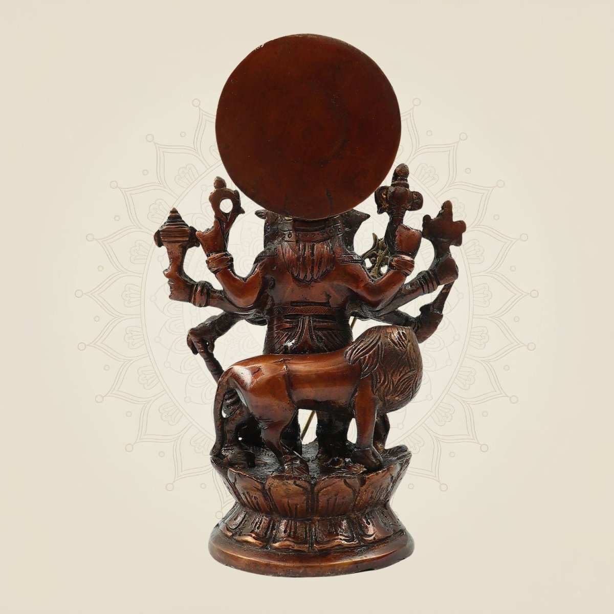 Brass Astha Bhuja Ganesha Idol - 8 - Armed Ganesh Statue 9 Inch for Vastu