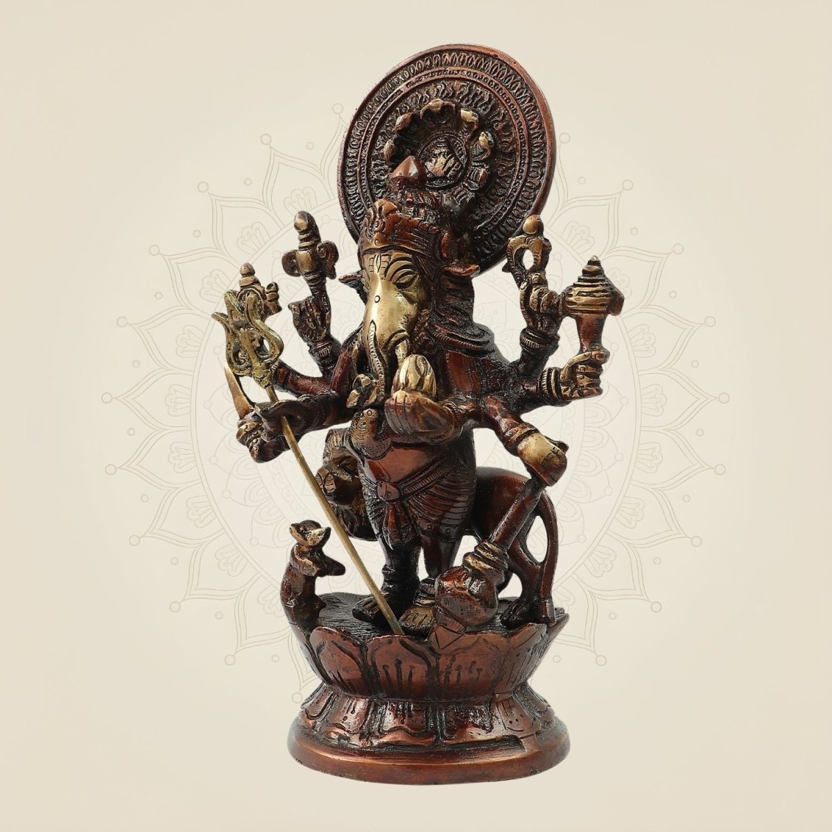 Brass Astha Bhuja Ganesha for Vastu