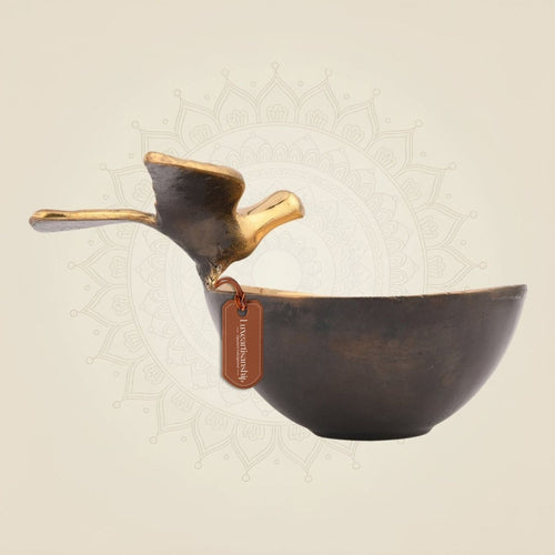 Brass Bird Bowl – 3.5" Handcrafted Decorative Pure Brass Accent for Home & Gifts