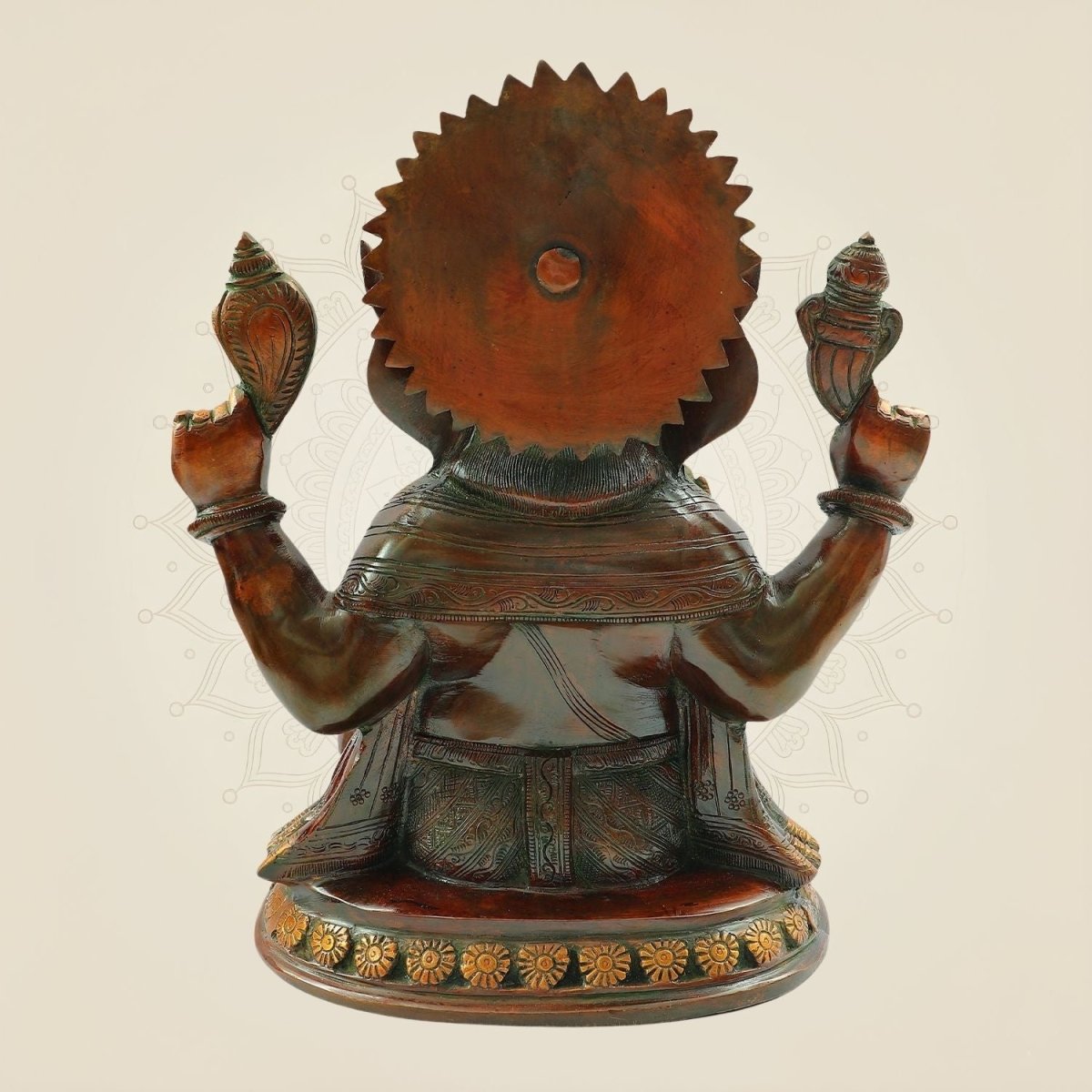 Brass Blessing Lord Ganesha Statue 12" – Handmade Spiritual Temple Idol