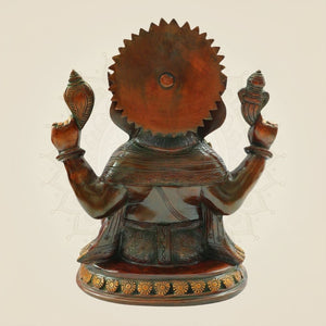 Brass Blessing Lord Ganesha Statue 12" – Handmade Spiritual Temple Idol