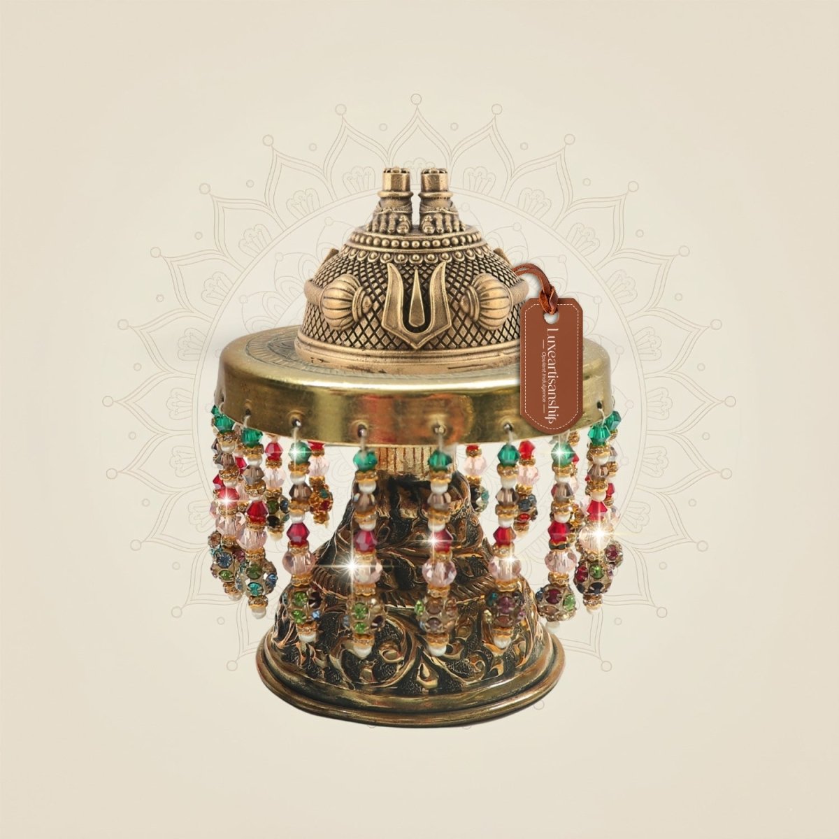 Brass Charan Paduka on Chowki 4.25"– Crafted Representation of Holy Footsteps - Luxeartisanship