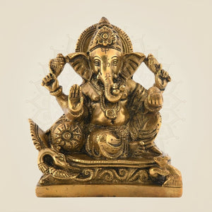 Brass Chaturbhuj Ganesha Idol