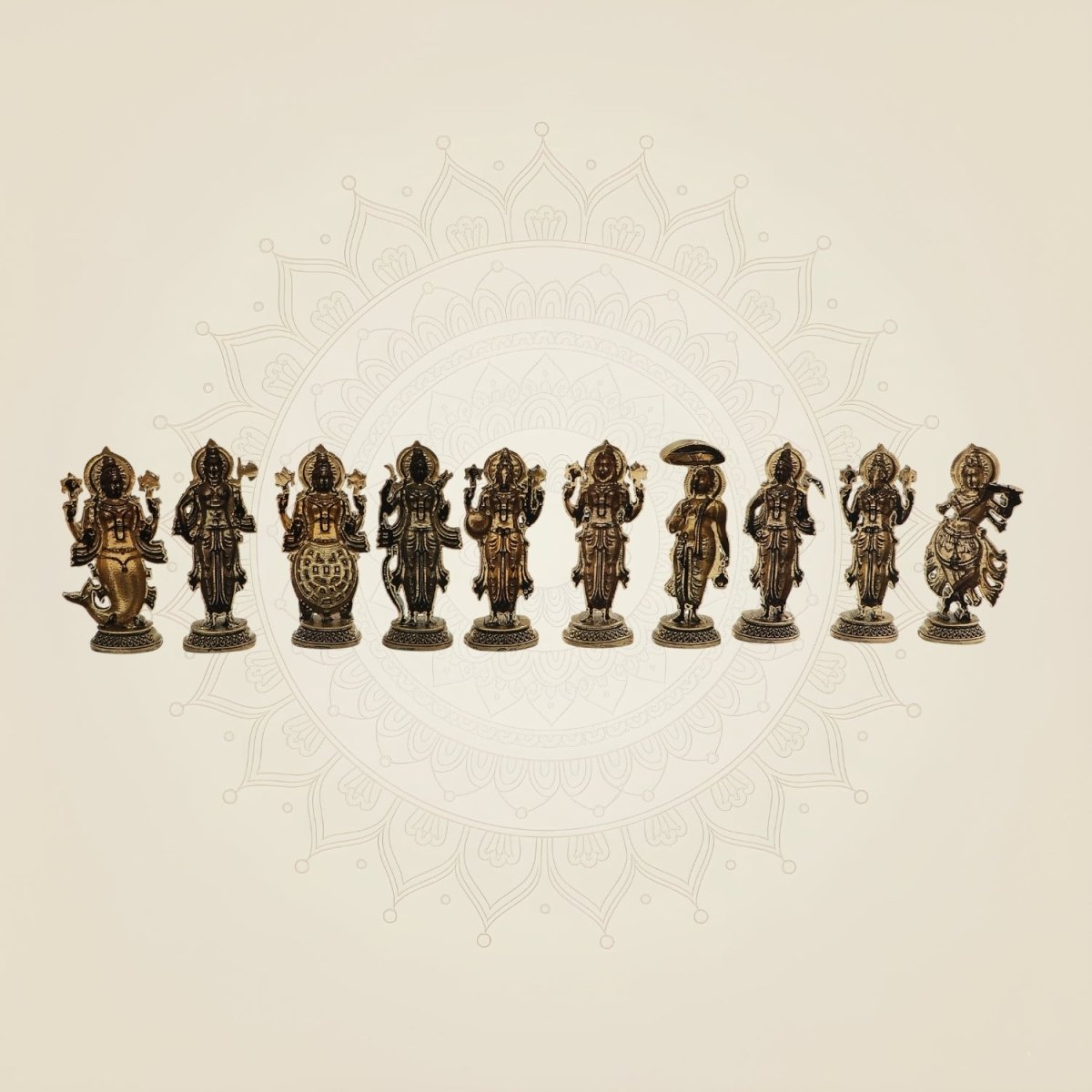 Brass Dasavatharam Set 4.25"– Complete Collection of Vishnu’s Ten Avatars - Luxeartisanship