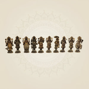 Brass Dasavatharam Set 4.25"– Complete Collection of Vishnu’s Ten Avatars - Luxeartisanship