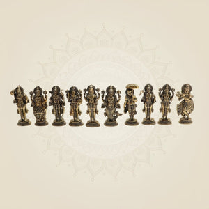 Brass Dasavatharam Set 4.25"– Complete Collection of Vishnu’s Ten Avatars - Luxeartisanship