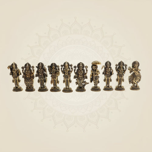 Brass Dasavatharam Set 4.25"– Complete Collection of Vishnu’s Ten Avatars