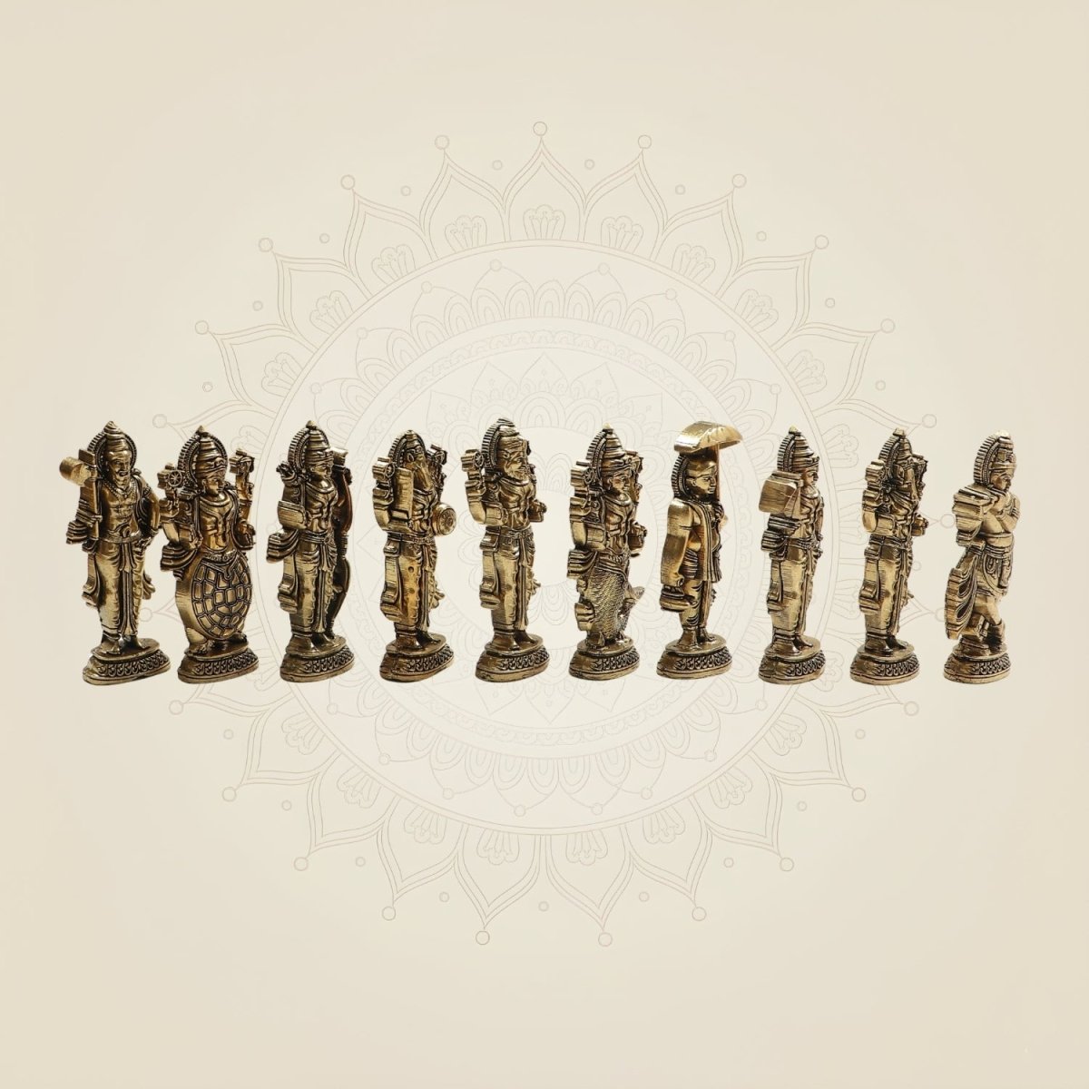 Brass Dasavatharam Set 4.25"– Complete Collection of Vishnu’s Ten Avatars - Luxeartisanship