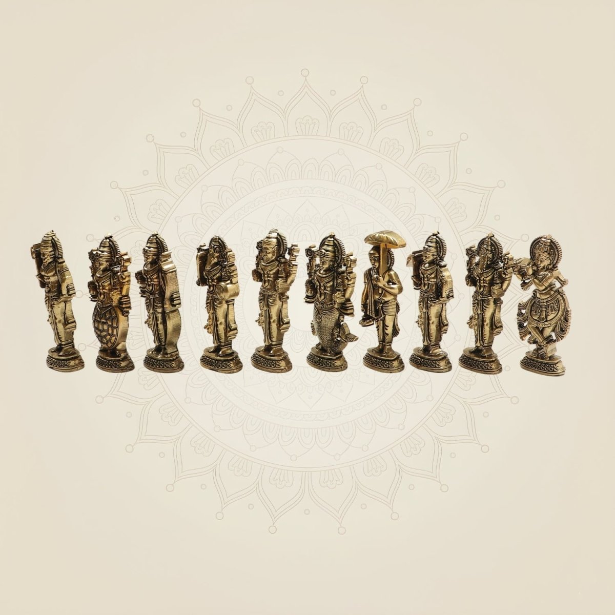 Brass Dasavatharam Set 4.25"– Complete Collection of Vishnu’s Ten Avatars - Luxeartisanship