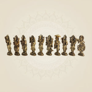 Brass Dasavatharam Set 4.25"– Complete Collection of Vishnu’s Ten Avatars - Luxeartisanship