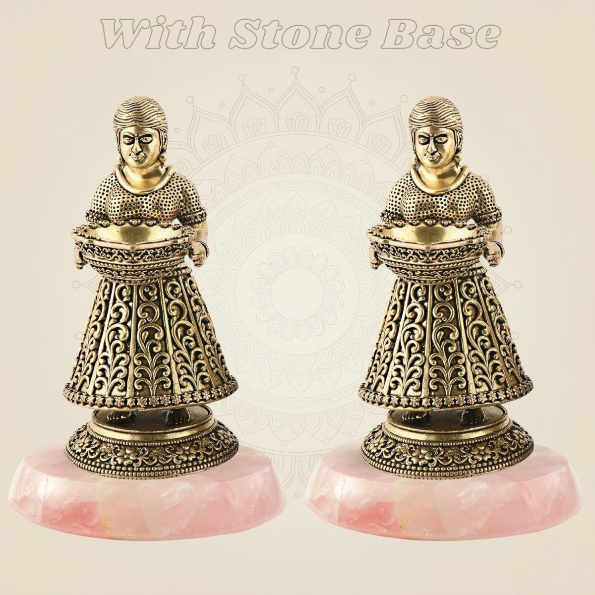 Brass Deep Lakshmi Pair – 6" | Premium Handcrafted Deepam Lamps for Aarti, Pooja & Décor - Luxeartisanship
